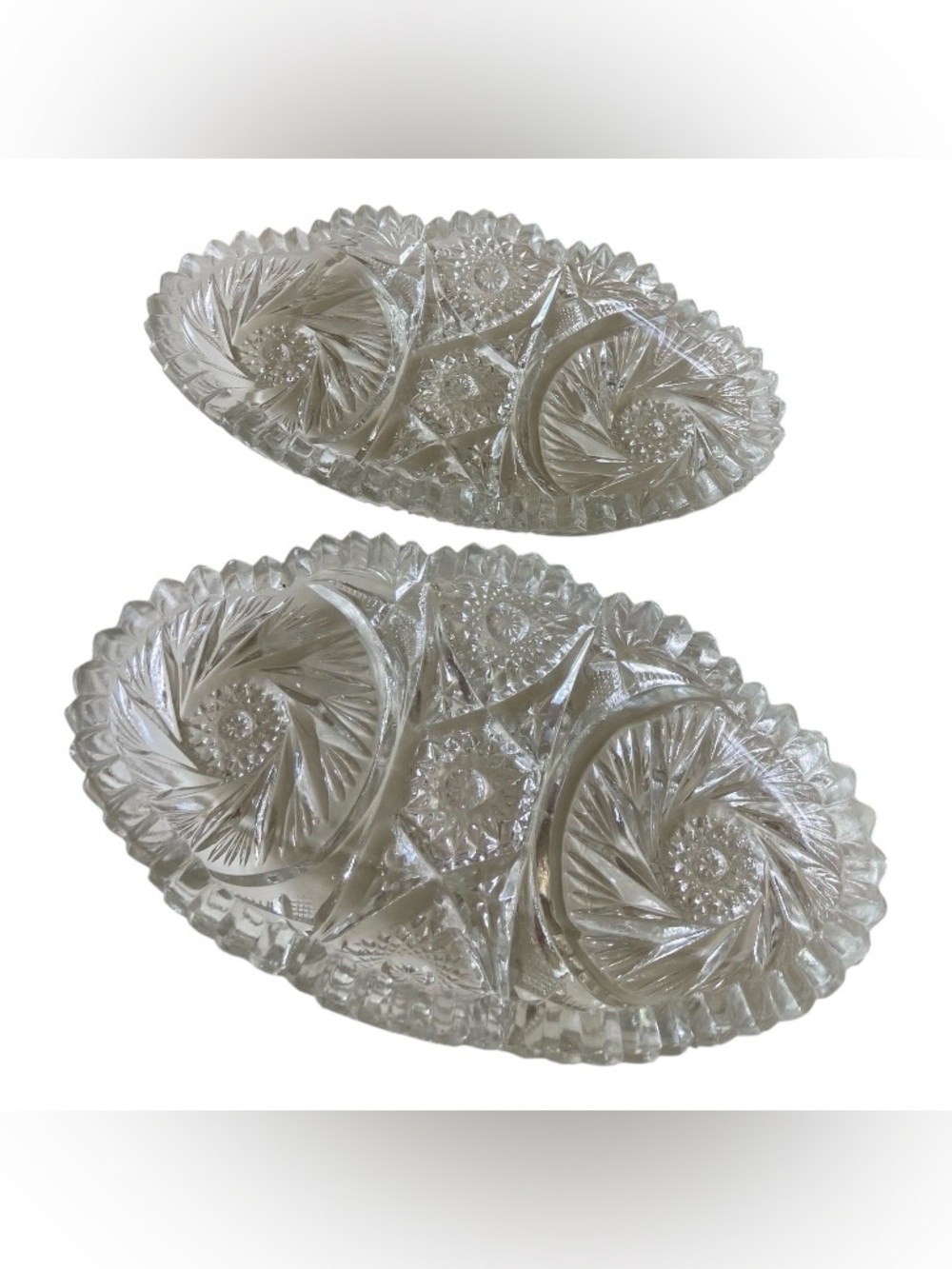Elegant Clear Cut-Glass Oval Vanity Tray - Decorative Glass Dish